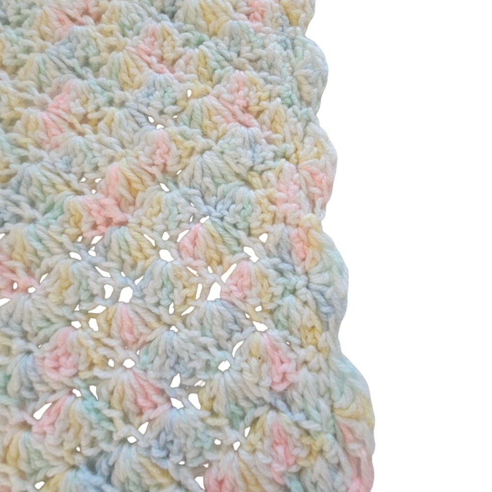 Handmade Crochet Baby Blanket Pastel Multicolor Soft Knit 30x33" Gift Nursery - Picture 6 of 10